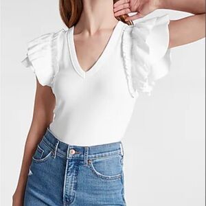 White Ruffled Body Suit